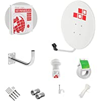 Diesl.com - Kit Antena parabolica de Television satelite Digital - 80cm + LNB + Soporte + 20 Metros de Cable + Tacos a…